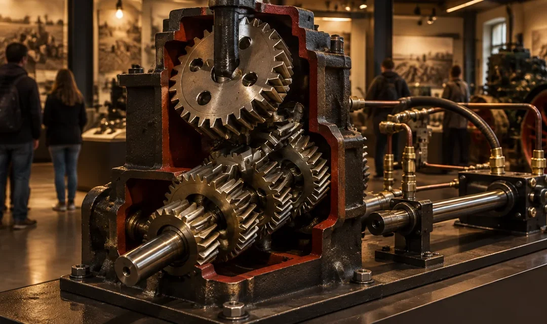 Interaktivní 3D model převodovky a hydrauliky v muzejní expozici